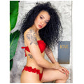 Bikini push up con top rouge floreale