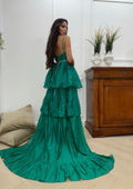 Abito verde con maxi gonna