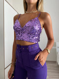 Top con paillettes lilla