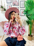 Camicia fiorata sfumature fucsia