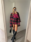 Cappotto check fucsia nero