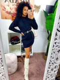 Abito in maglia con trecce e spalline Nero