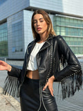Giacca di eco pelle con frange