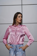 Camicia rosa con strass