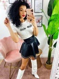 Short in ecopelle black con borchie