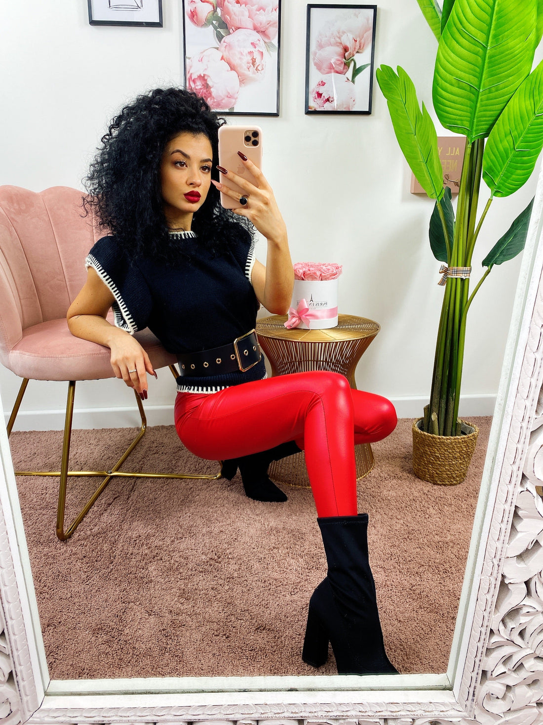 Leggins eco pelle Rosso
