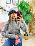 Maglione top quality con perle grigio