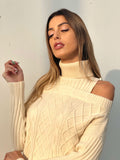 Maxi maglia a collo alto beige