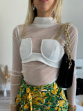 Camicia velata con corpino bianca