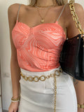 Top corallo spalline in strass