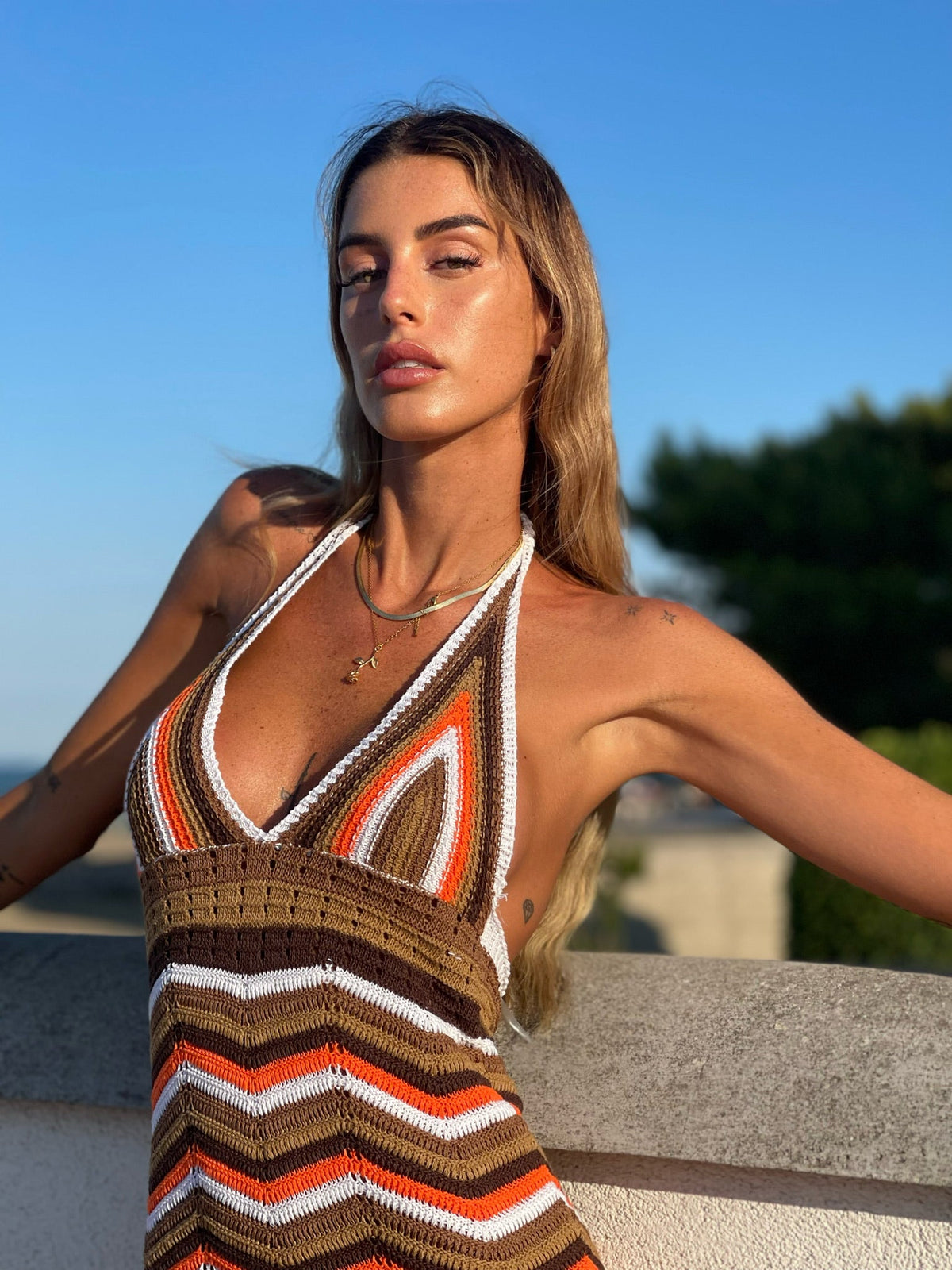 Abito crochet nude