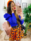 Top con spalline bombate Blu