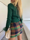 Maglia crop con piume Verde bottiglia