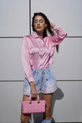 Camicia rosa con strass