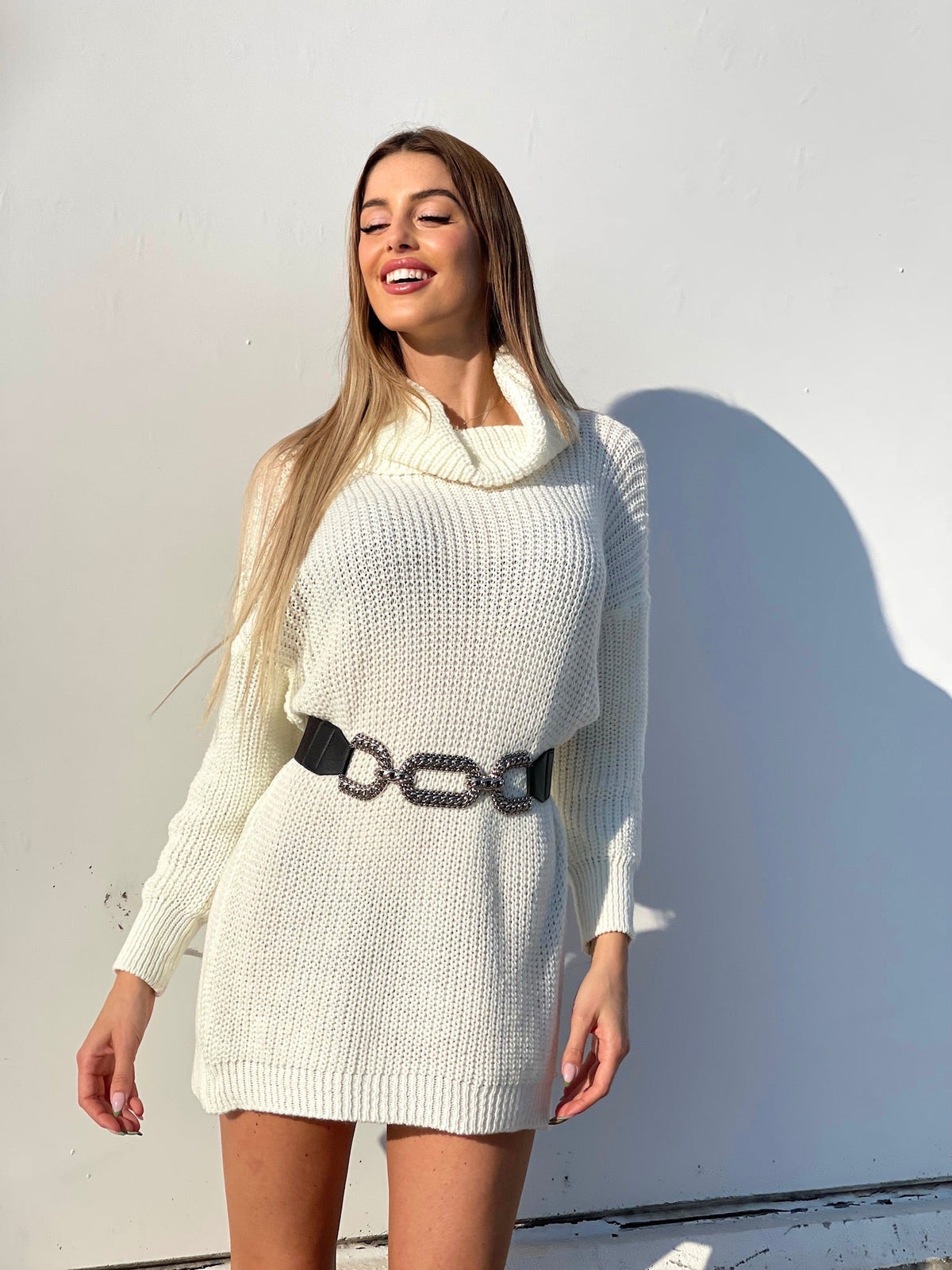 Maxi maglione panna