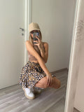 Gonna a ruota animalier nero nude