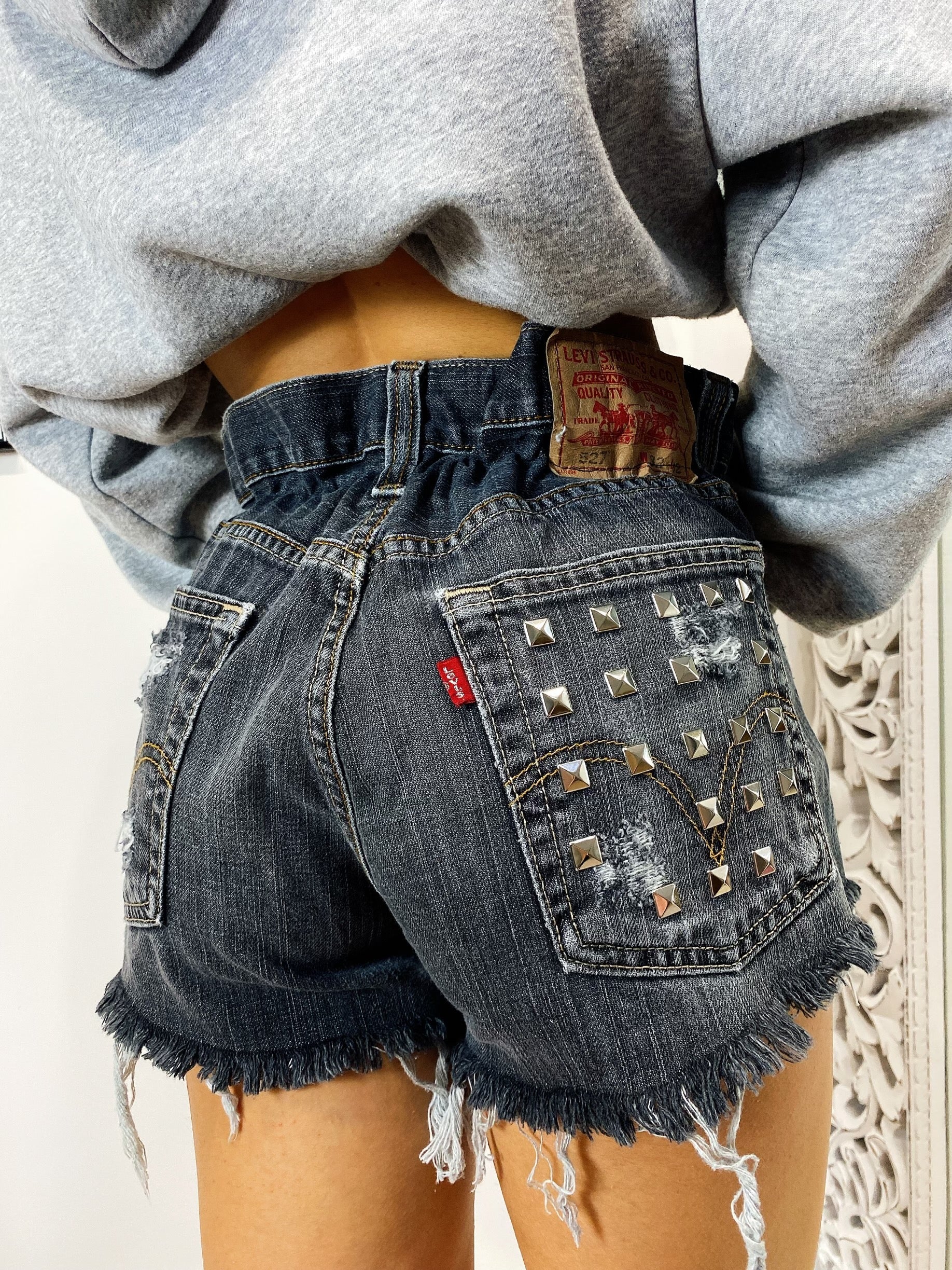 Short Levi’s Vintage con Borchie bagno grigio scuro