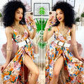 Dress Lungo con maxi spacco fiori arancio