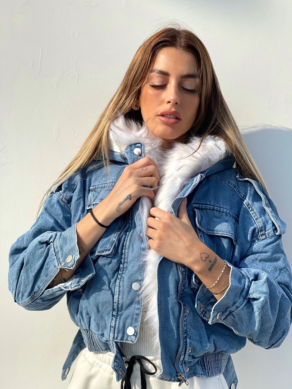 Giubbotto jeans con eco-pelo
