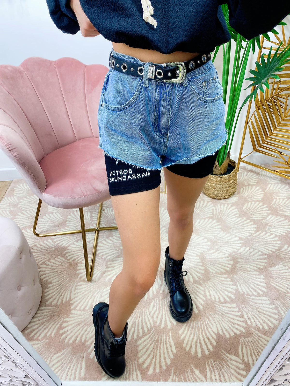 Short di jeans con leggins