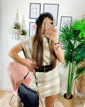 Set gonna e maglia crop beige