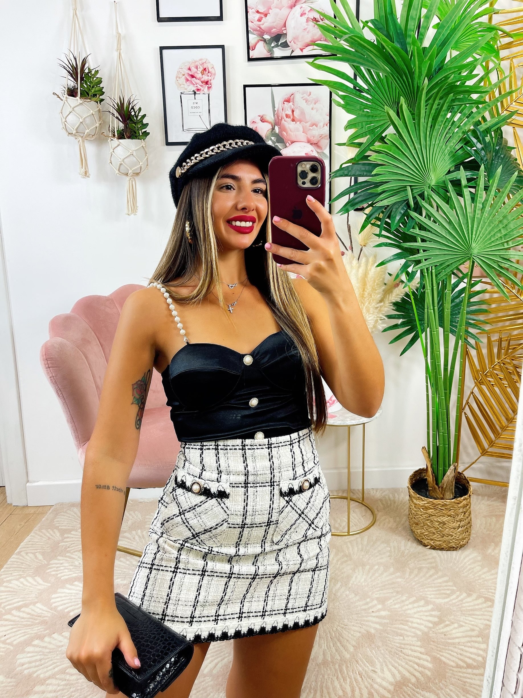 Gonna in tweed bianca