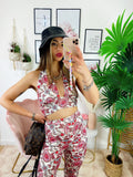Completo top e pantalone dettaglio fucsia