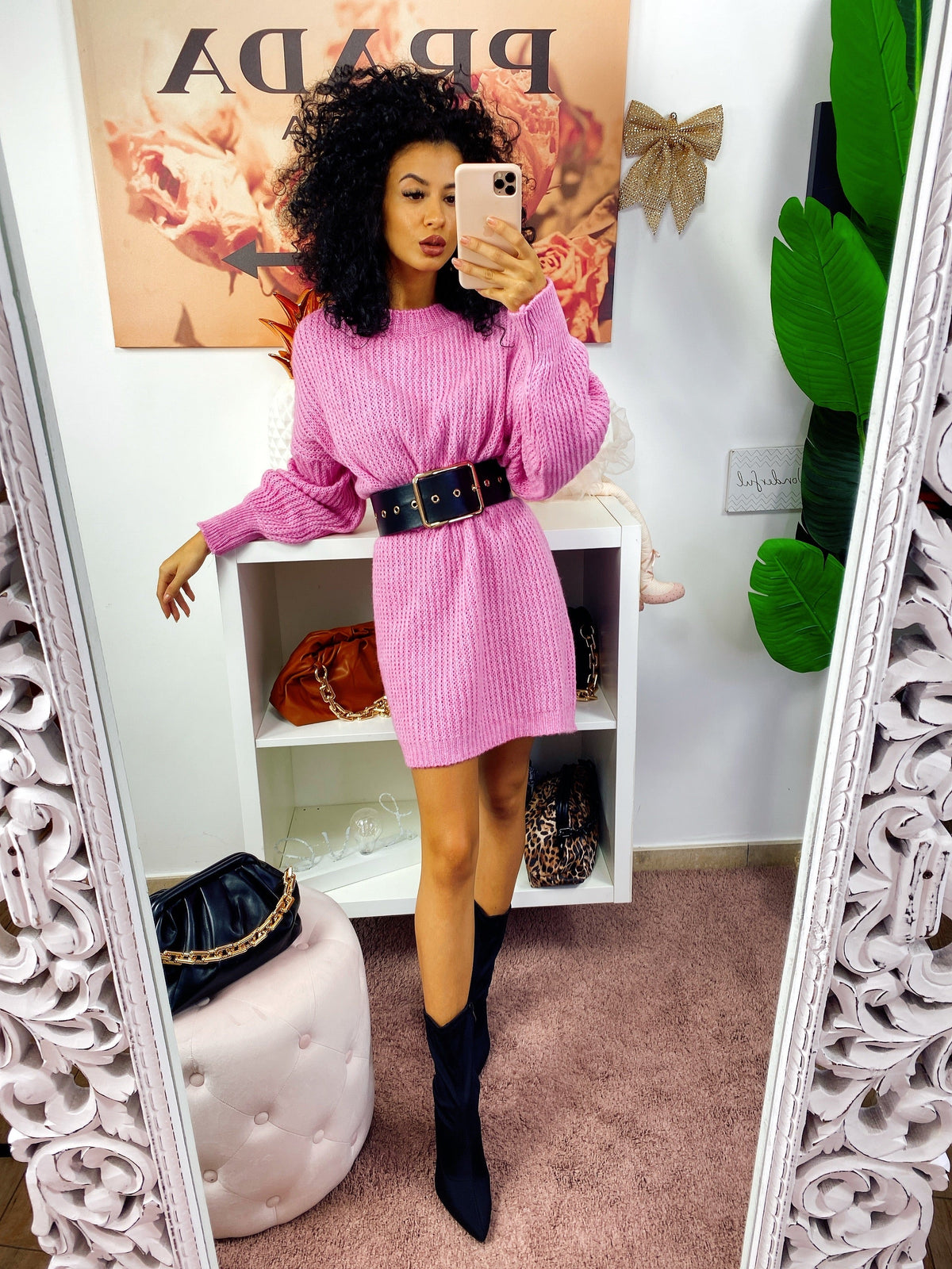 Abito in maglia Rosa Barbie