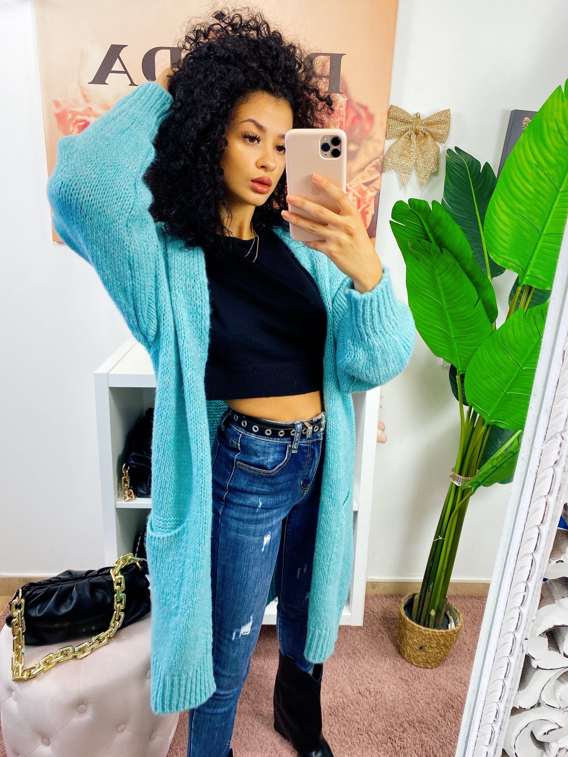 Cardigan lungo morbido tiffany