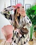 Cardigan frange e cinta con cavallo Rosa