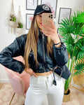 Bomber crop a rombi Nero