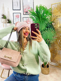 Maglione menta con fiocchi gioiello