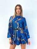 Abito etnico schiena aperta blu