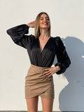 Gonna in ecopelle con zip laterale nude
