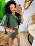 Completo sportivo maglia e short verde militare