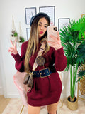 Abito in maglia bordeaux