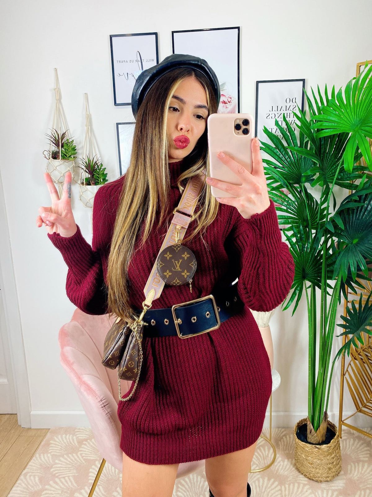 Abito in maglia bordeaux