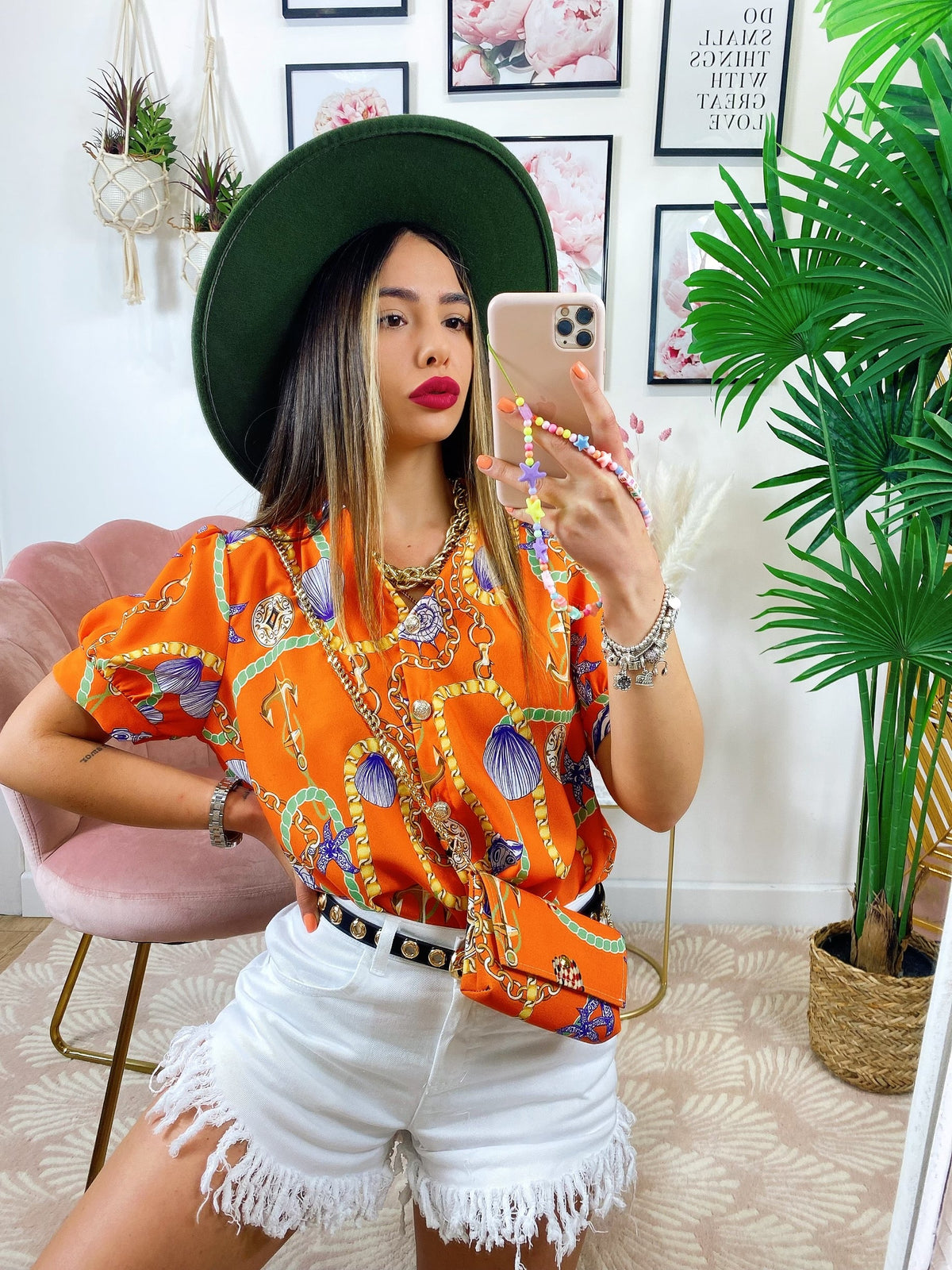 Camicia base arancio con borsetta