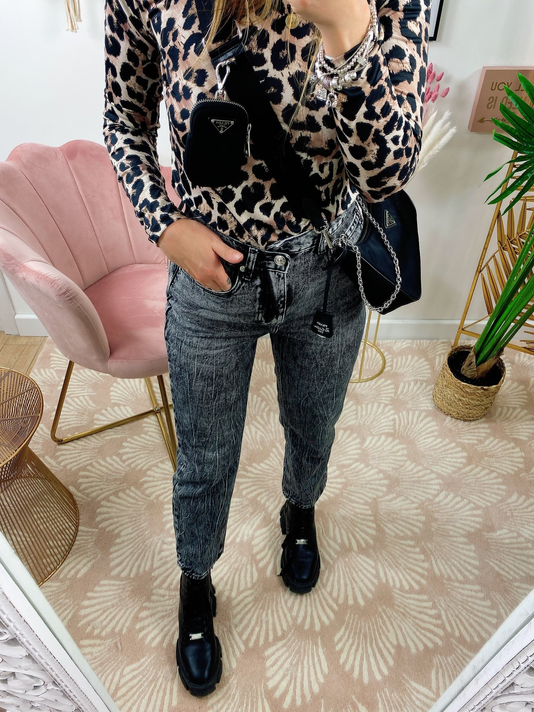 Jeans Bottone asimmetrico Grigio