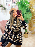 Maxi maglione morbidissimo con cuori Nero