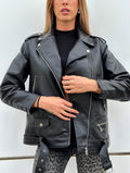Giaccone di ecopelle over black