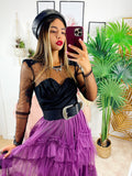 Body con retina di strass nero