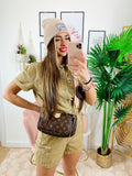 Tutina in jeans Camel con tasche