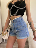 Short a vita alta con perle