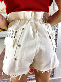Levi’s Short Vintage bianco con borchie e strappi