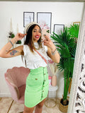 Gonna midi con bottoni menta
