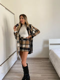 Cappotto check Camel nero