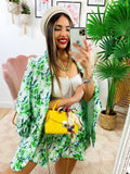 Completo Giacca e Short fiori verdi