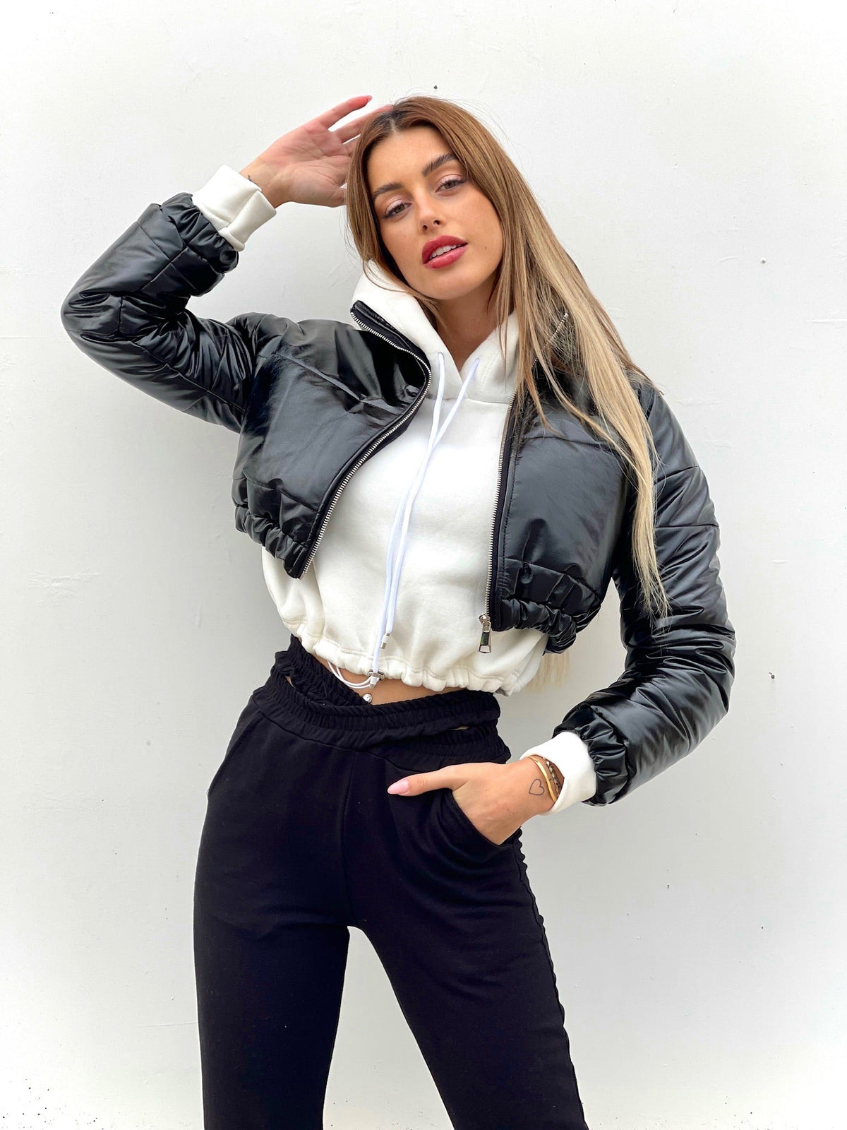 Bomber crop nero