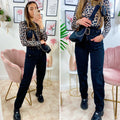 Jeans boyfriend nero con cintura compresa